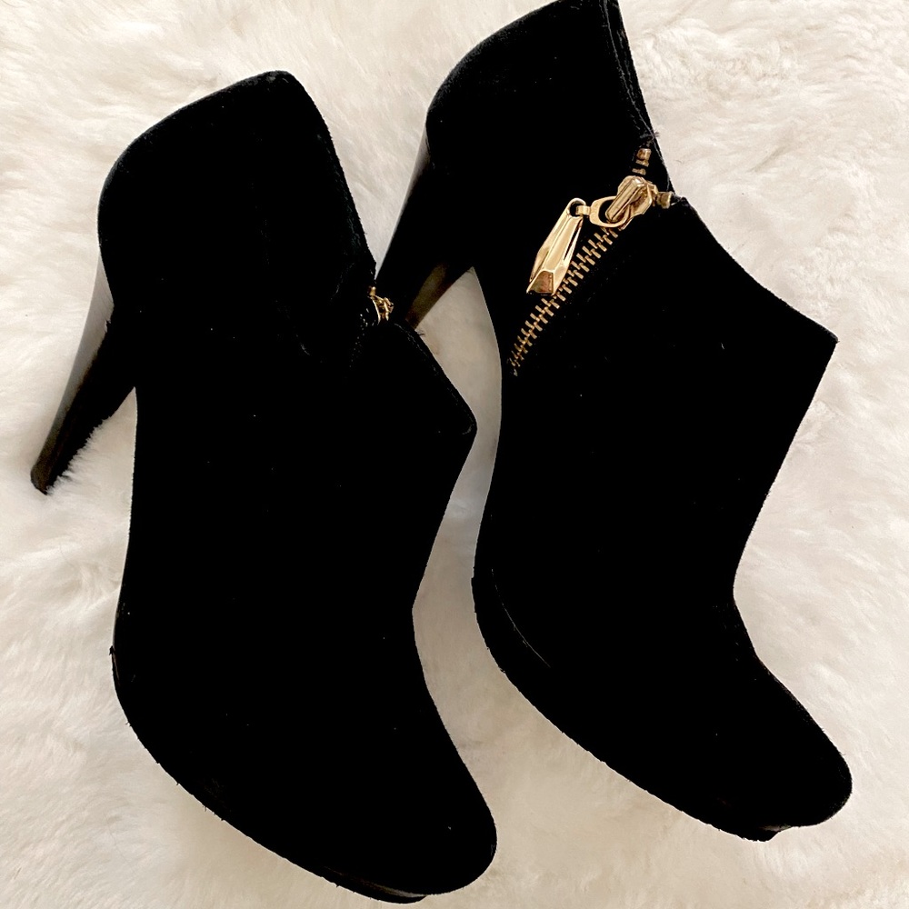 DVF Black Suede Stiletto Ankle Booties (Size 7.5W)